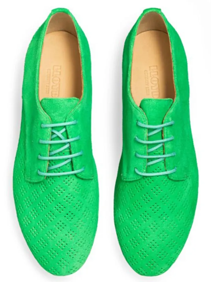 Leder-Schnürschuhe in Grün