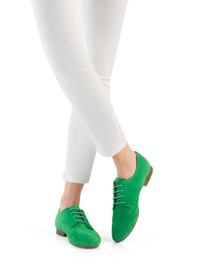 Leder-Schnürschuhe in Grün