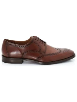 Leder-Schnürschuhe in Hellbraun