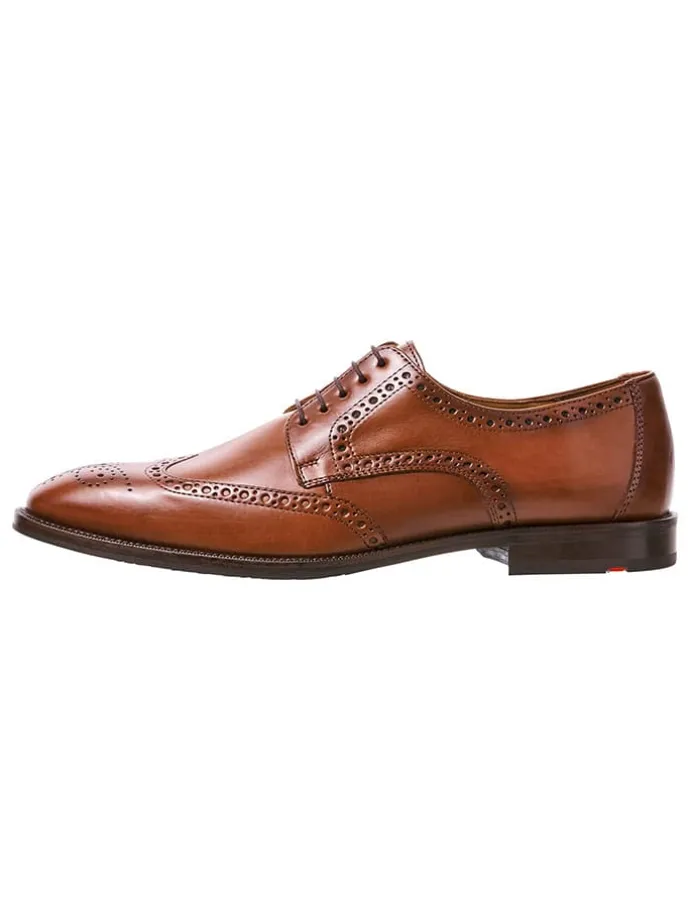 Leder-Schnürschuhe in Hellbraun