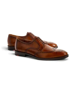 Leder-Schnürschuhe in Hellbraun