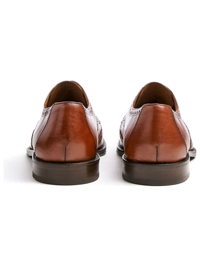 Leder-Schnürschuhe in Hellbraun