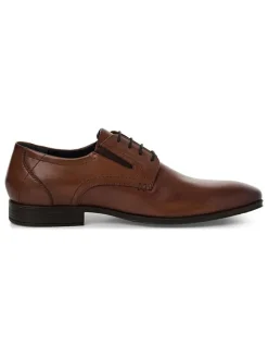 Leder-Schnürschuhe in Hellbraun