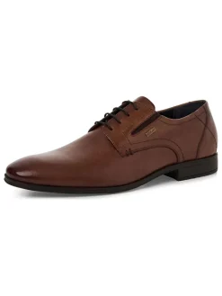 Leder-Schnürschuhe in Hellbraun