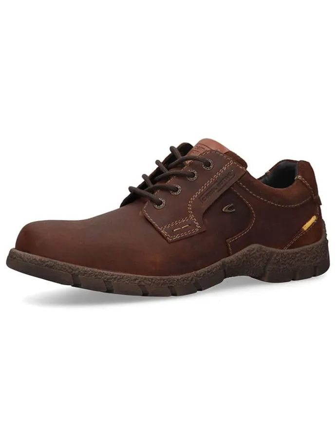 Leder-Schnürschuhe in Hellbraun