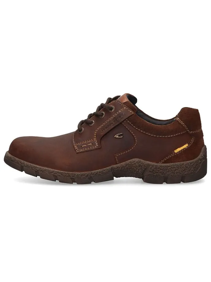 Leder-Schnürschuhe in Hellbraun