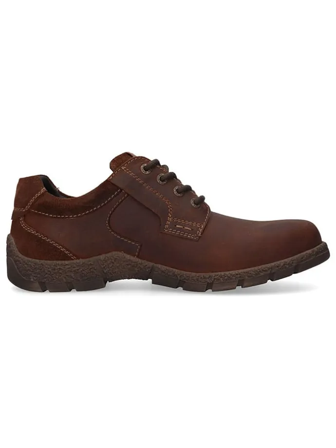 Leder-Schnürschuhe in Hellbraun