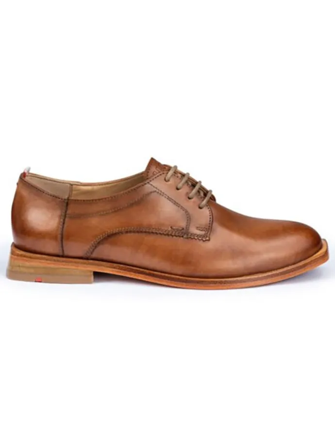 Leder-Schnürschuhe in Hellbraun