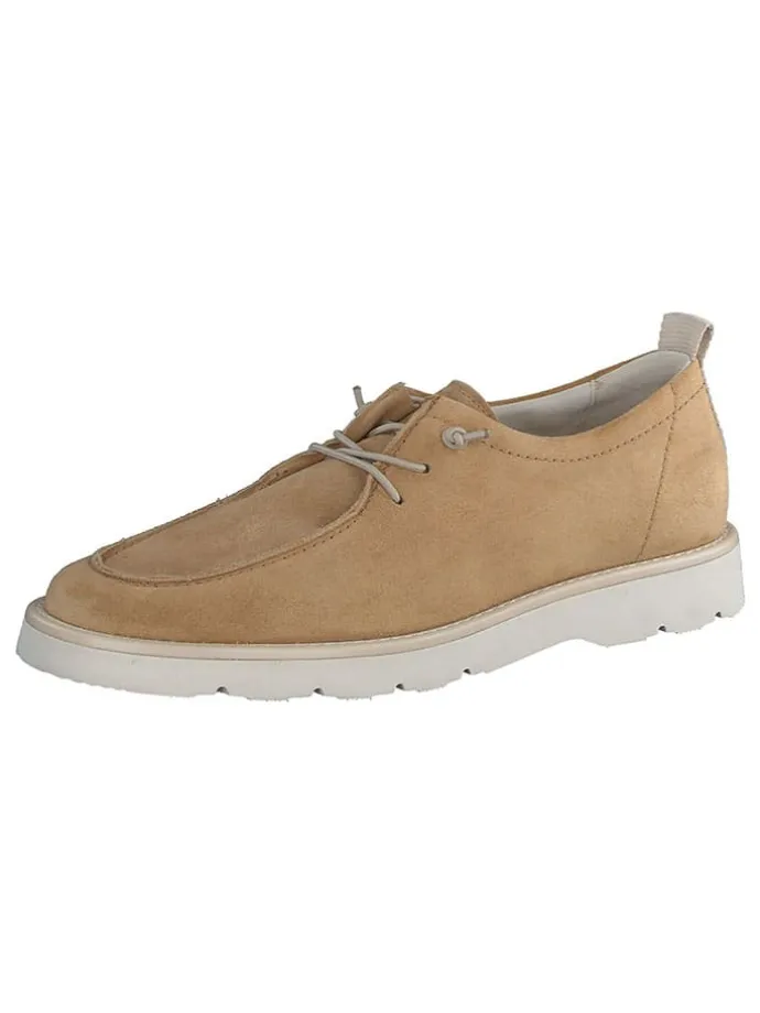 Leder-Schnürschuhe in Hellbraun