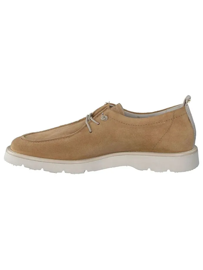 Leder-Schnürschuhe in Hellbraun