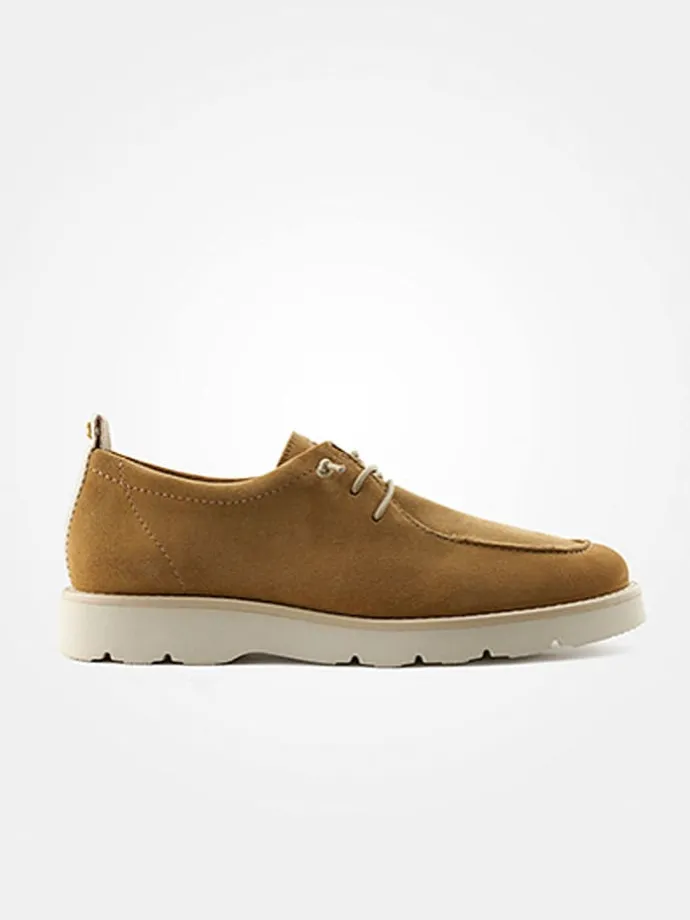 Leder-Schnürschuhe in Hellbraun