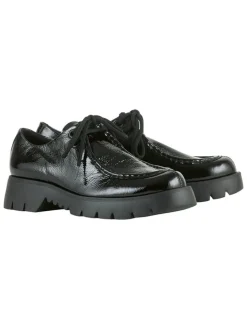 Leder-Schnürschuhe in Schwarz