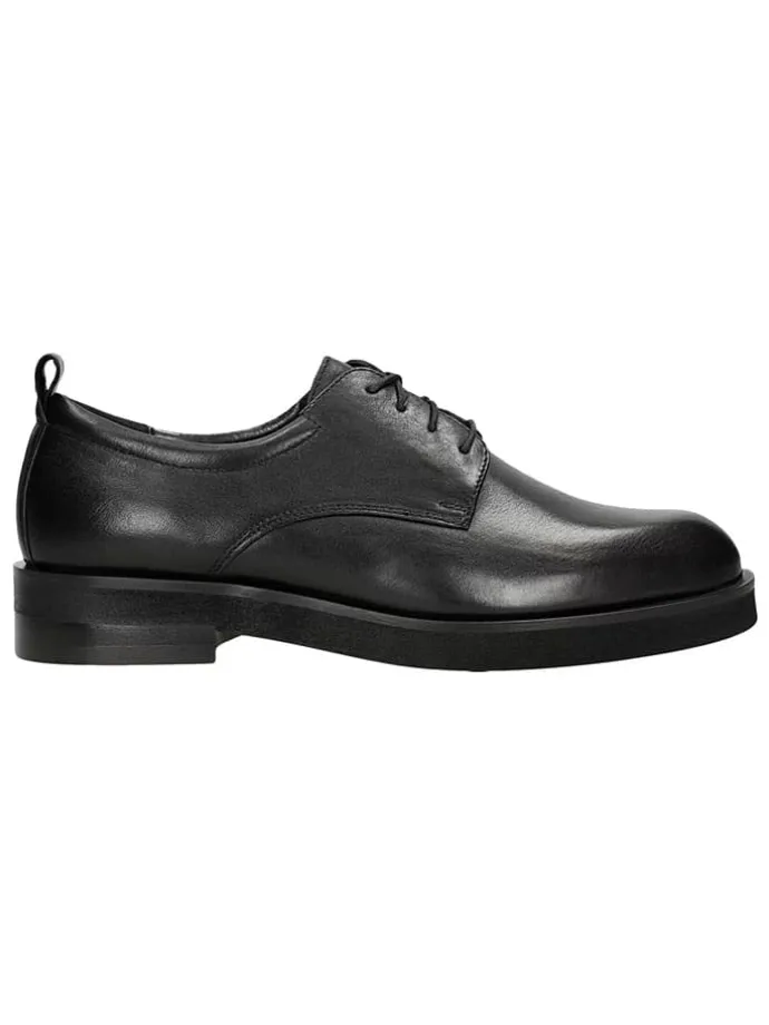 Leder-Schnürschuhe in Schwarz