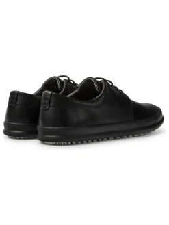 Leder-Schnürschuhe in Schwarz