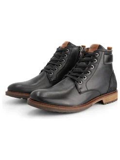 Leder-Schnürschuhe in Schwarz