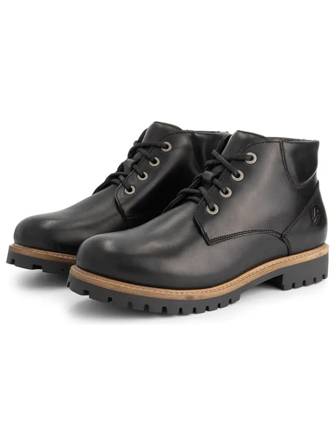Leder-Schnürschuhe in Schwarz