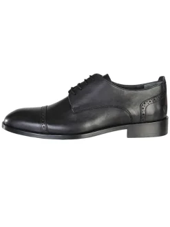 Leder-Schnürschuhe in Schwarz