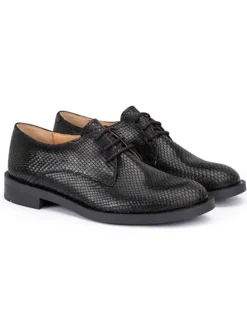 Leder-Schnürschuhe in Schwarz
