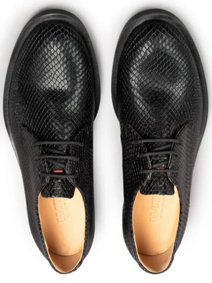 Leder-Schnürschuhe in Schwarz