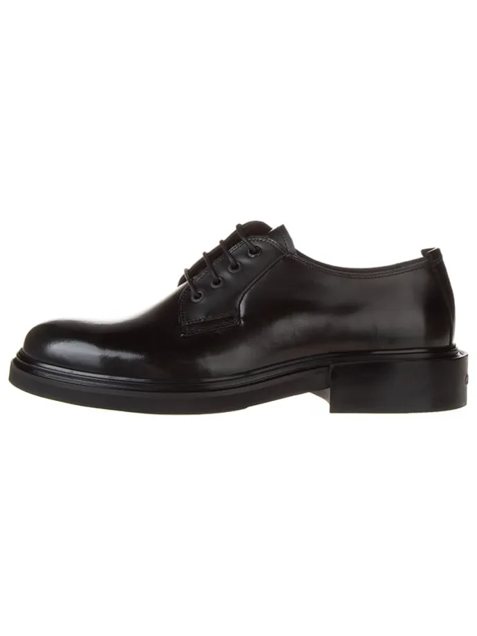 Leder-Schnürschuhe in Schwarz