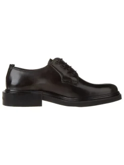 Leder-Schnürschuhe in Schwarz