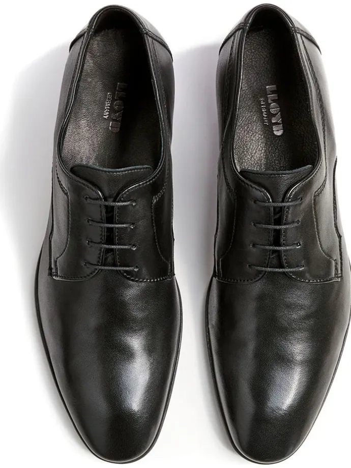 Leder-Schnürschuhe in Schwarz