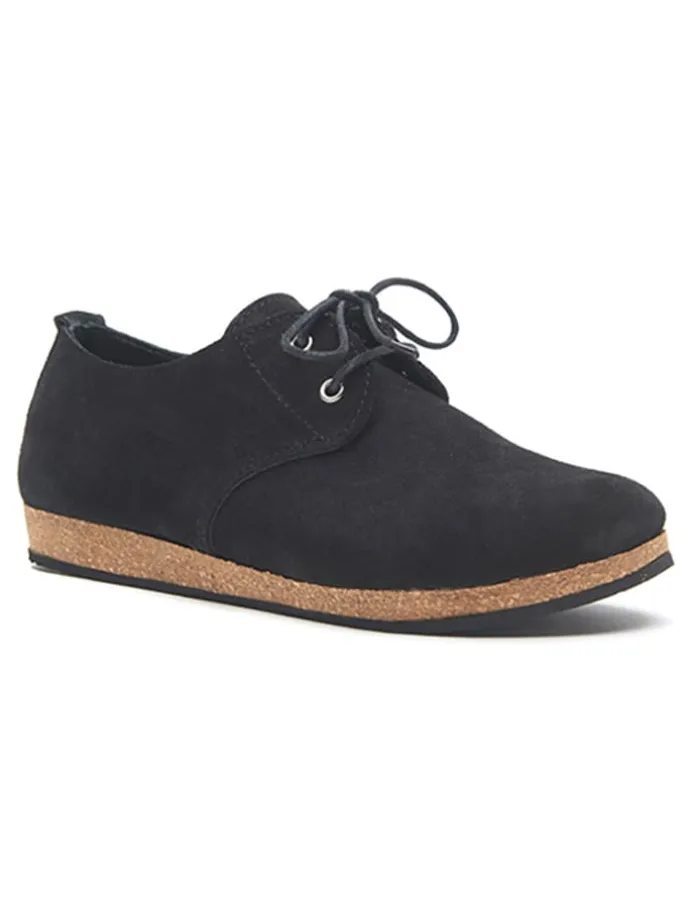 Leder-Schnürschuhe in Schwarz