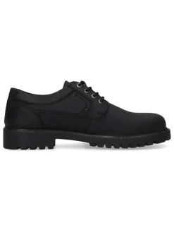 Leder-Schnürschuhe in Schwarz