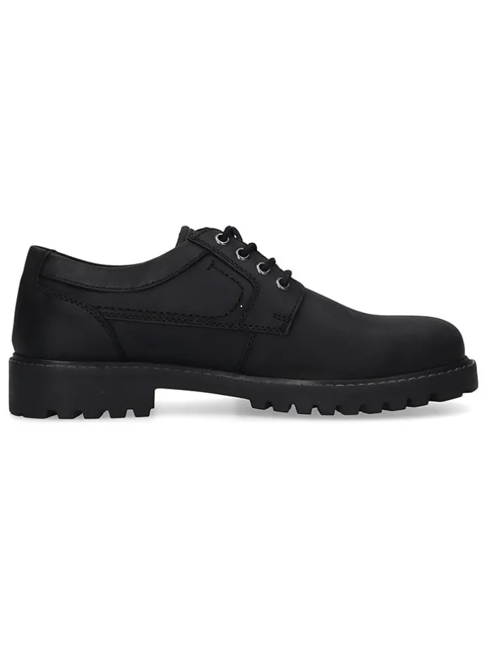 Leder-Schnürschuhe in Schwarz