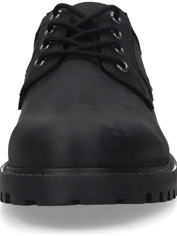 Leder-Schnürschuhe in Schwarz