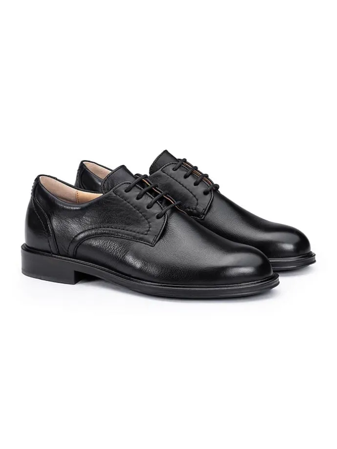 Leder-Schnürschuhe in Schwarz