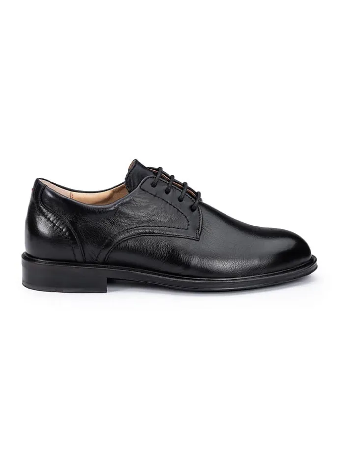 Leder-Schnürschuhe in Schwarz