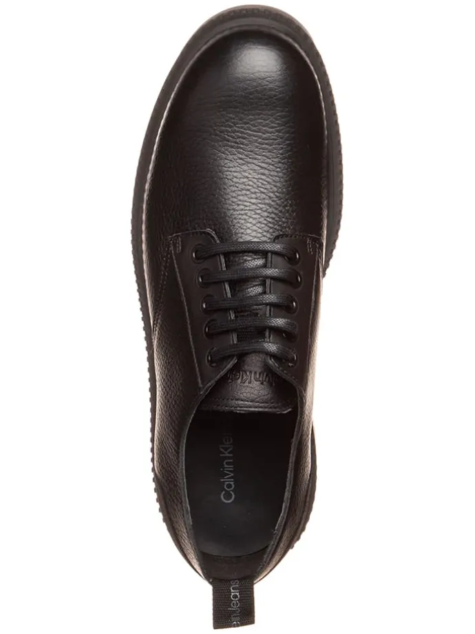Leder-Schnürschuhe in Schwarz