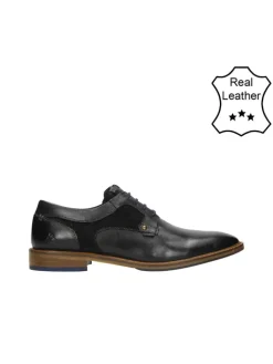 Leder-Schnürschuhe in Schwarz