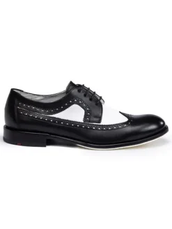Leder-Schnürschuhe "Lionel" in Schwarz/ Weiß