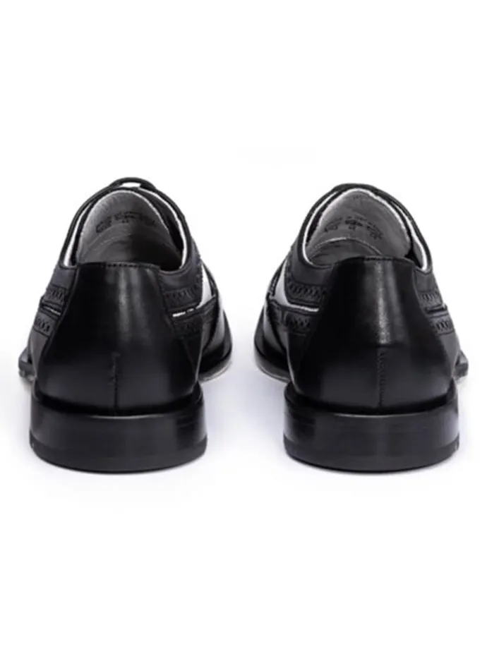 Leder-Schnürschuhe "Lionel" in Schwarz/ Weiß