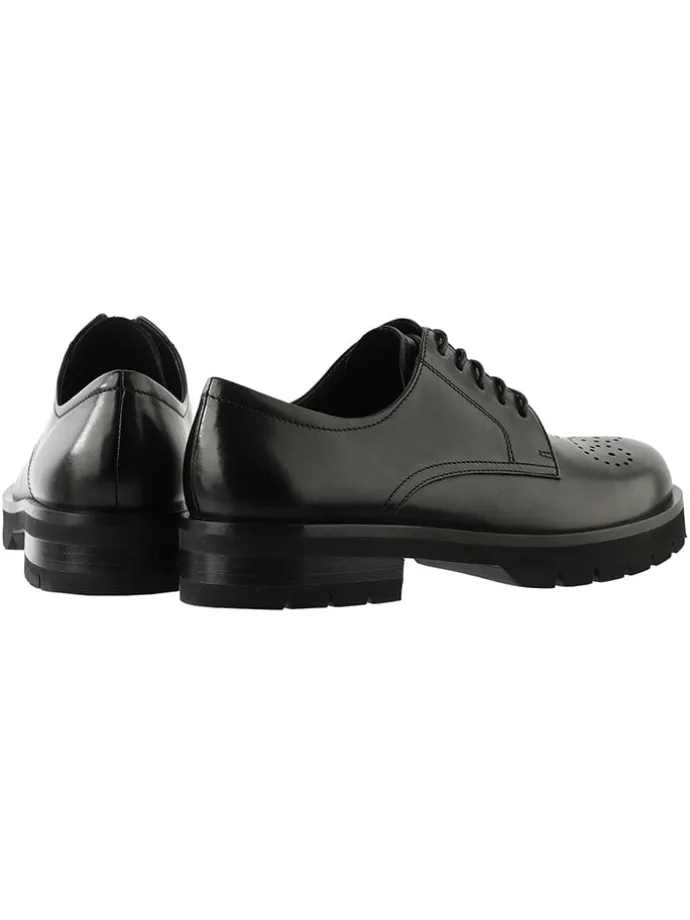Leder-Schnürschuhe "Rocky" in Schwarz