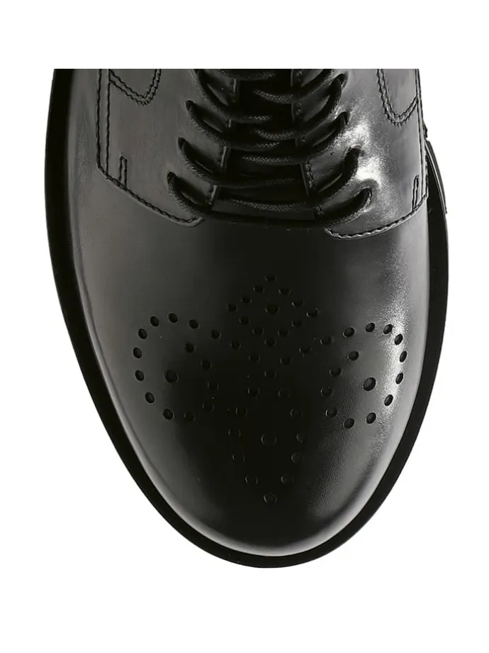 Leder-Schnürschuhe "Rocky" in Schwarz