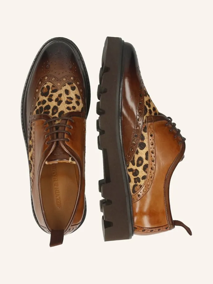 Leder-Schnürschuhe "Selina 84" in Hellbraun