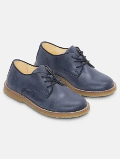 Leder-Schnürschuhe "Timmi" in Dunkelblau