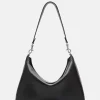 Leder-Schultertasche "Abigail" in Schwarz - (B)32 x (H)24 x (T)13 cm