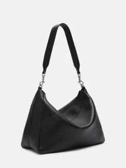 Leder-Schultertasche "Abigail" in Schwarz - (B)32 x (H)24 x (T)13 cm