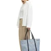 Leder-Schultertasche "Aurora" in Hellblau - (B)55 x (H)38 x (T)19 cm