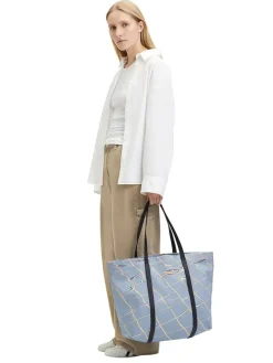 Leder-Schultertasche "Aurora" in Hellblau - (B)55 x (H)38 x (T)19 cm