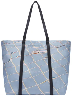 Leder-Schultertasche "Aurora" in Hellblau - (B)55 x (H)38 x (T)19 cm