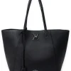 Leder-Schultertasche in Schwarz - (B)41 x (H)28 x (T)15 cm