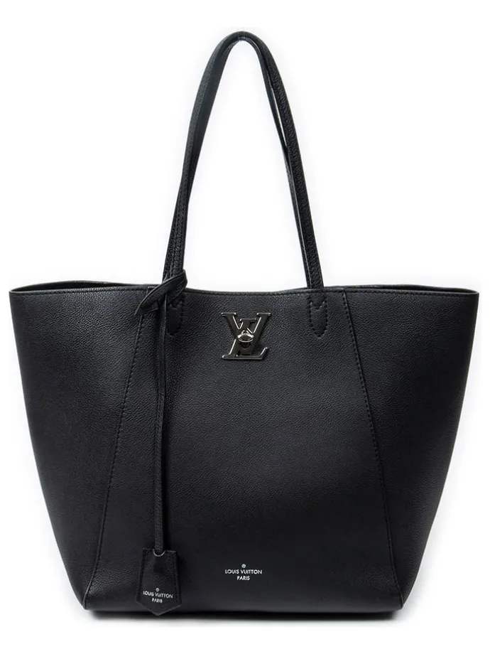 Leder-Schultertasche in Schwarz - (B)41 x (H)28 x (T)15 cm