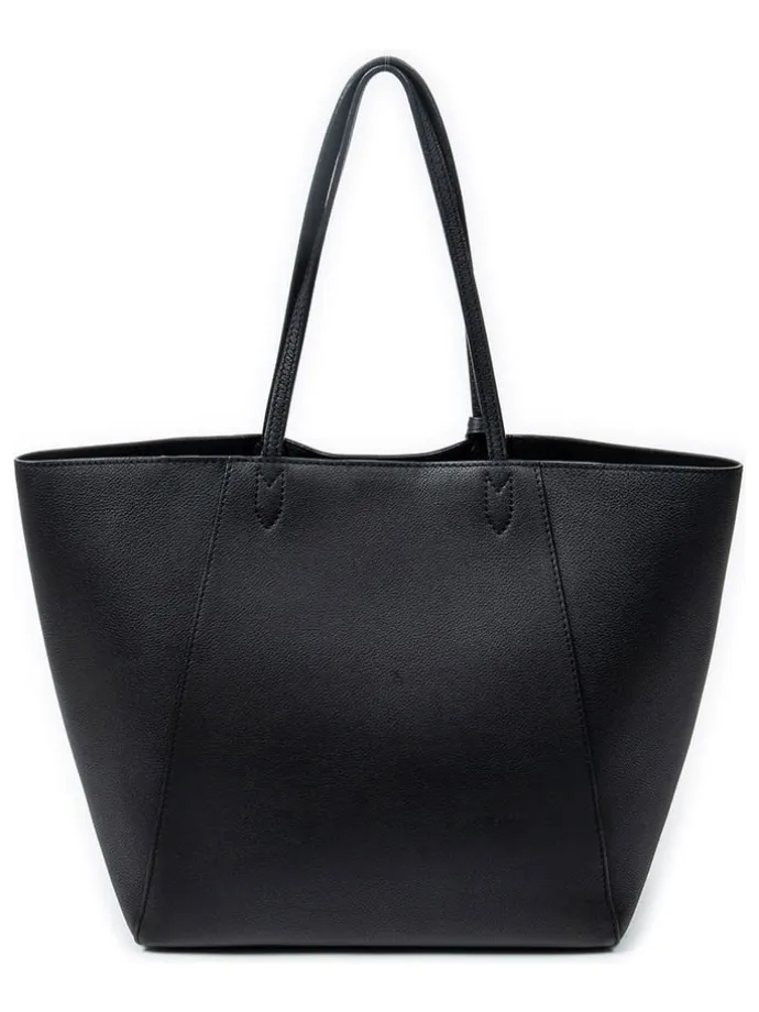 Leder-Schultertasche in Schwarz - (B)41 x (H)28 x (T)15 cm