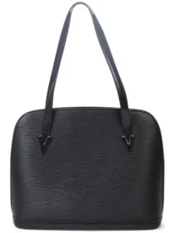 Leder-Schultertasche "Lussac" in Schwarz - (B)38 x (H)30 x (T)10 cm
