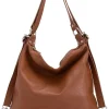 Leder-Schultertasche "Ylenia" in Cognac - (B)39 x (H)30 x (T)16 cm